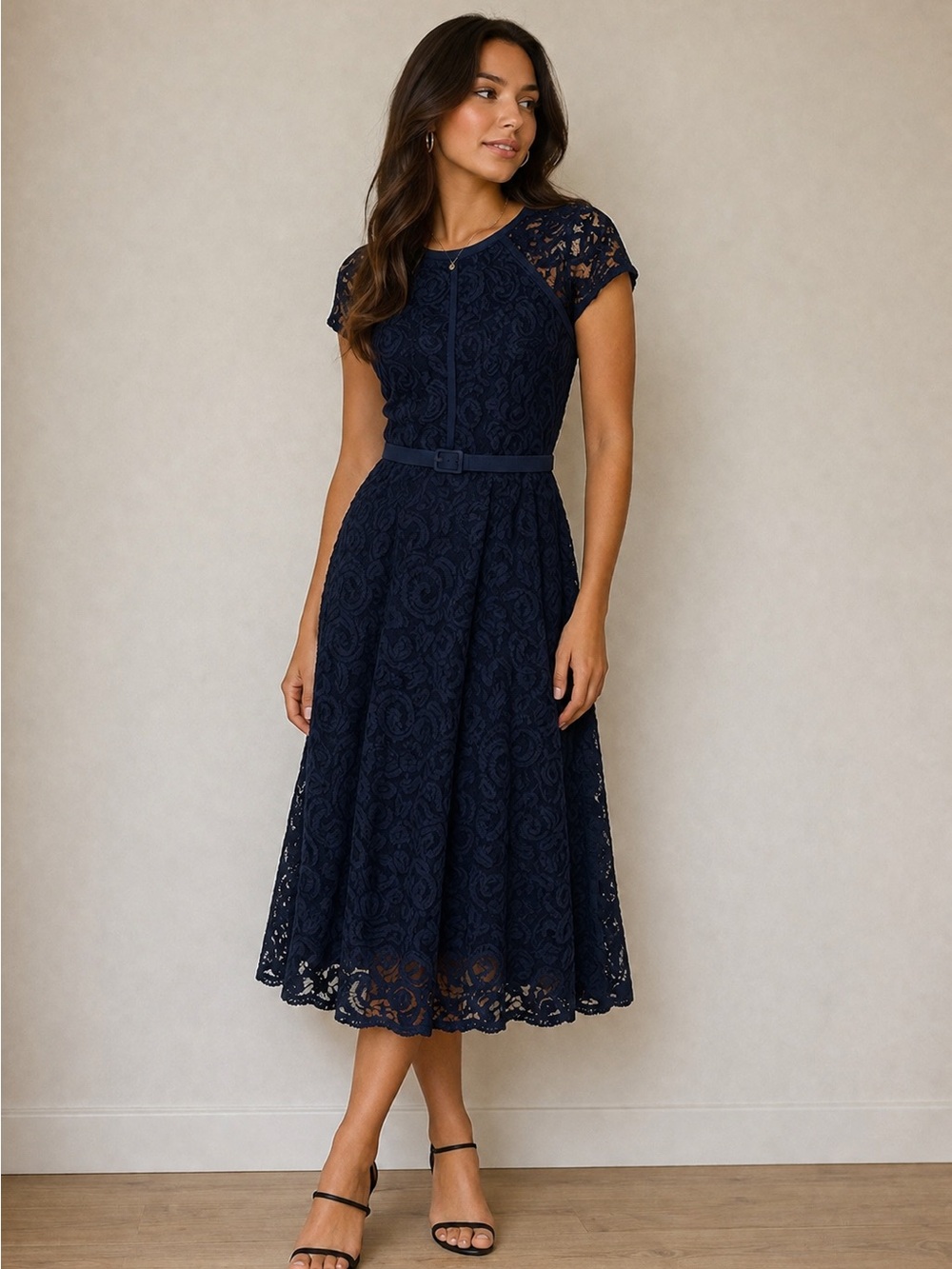 Eva Mendes for New York & Company Navy Lace Midi Dress